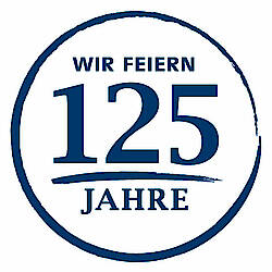 Siegel mit Schrift: Wir feiern 125 Jahre"