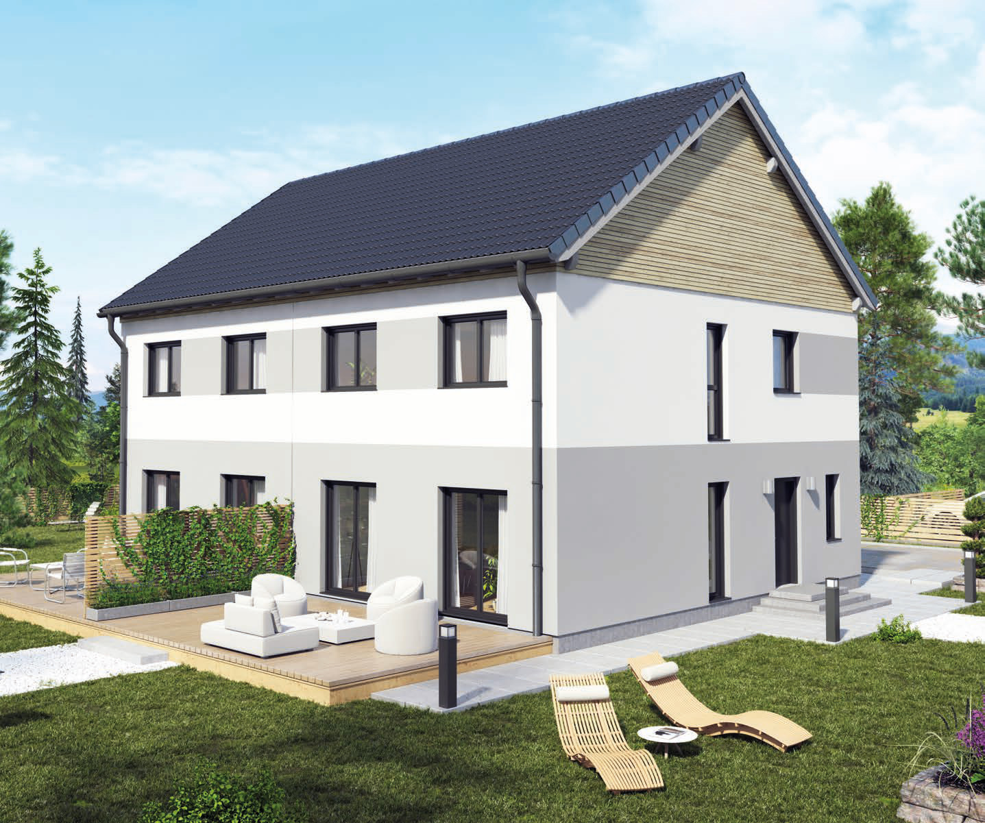 Hartl Haus Ambition 115 S Duo: Doppelhaus mit Satteldach