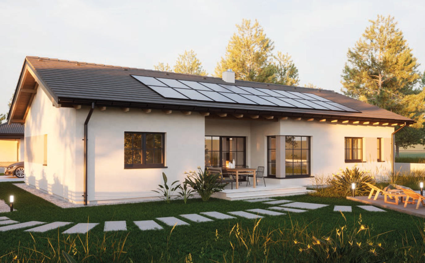 Hartl Haus Ambition 127 S: Bungalow mit Satteldach, Photovoltaikanlage, Terrasse und Garten