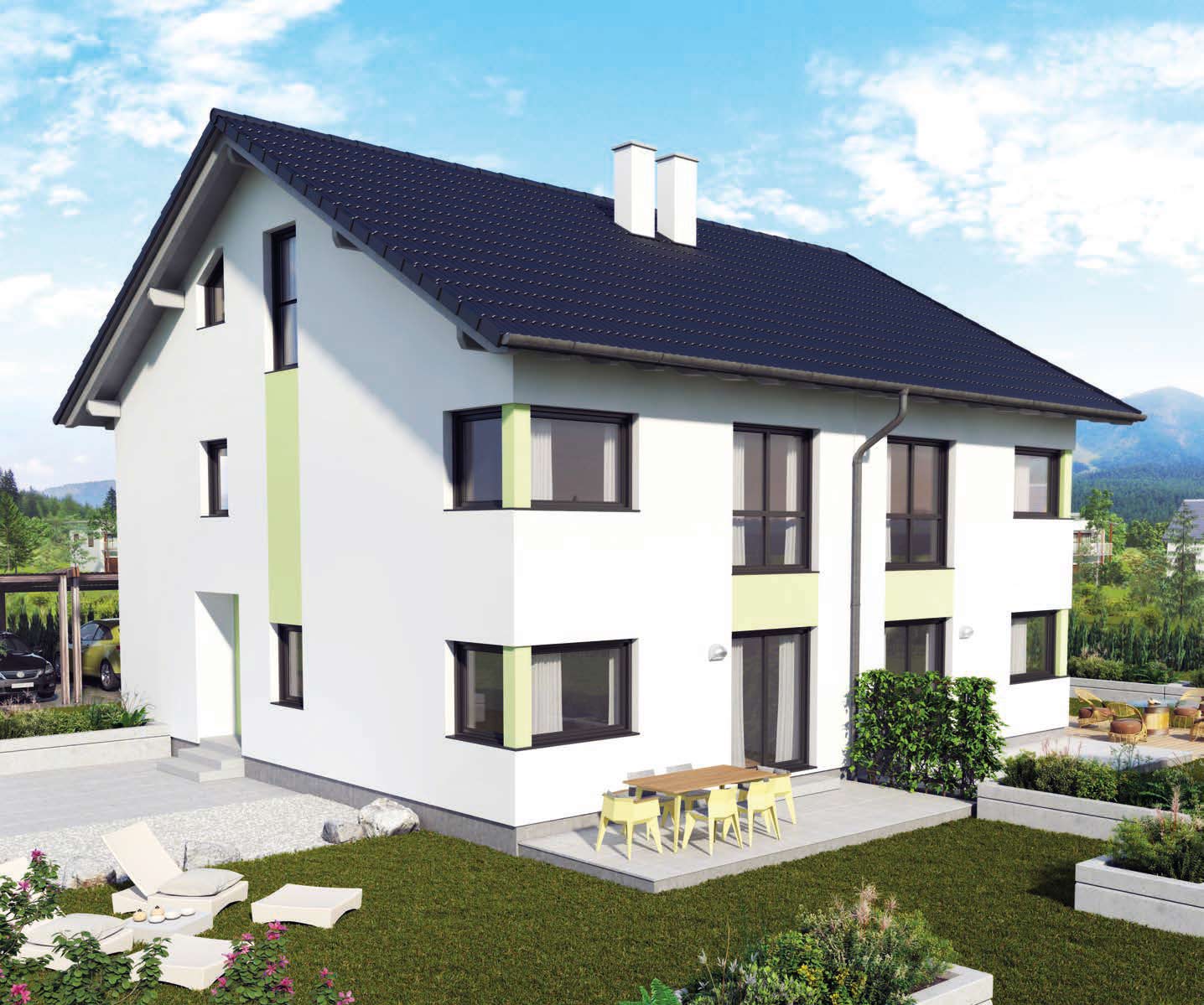 Hartl Haus Ambition 157 S Duo: Doppelhaus mit Satteldach