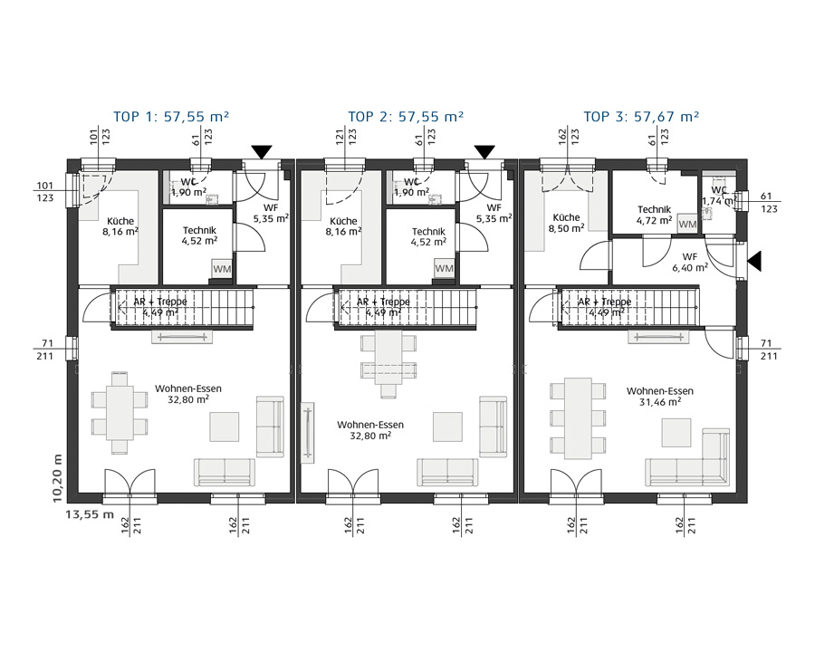 Grundriss Erdgeschoss Hartl Haus Ambition 115 S Dreispänner