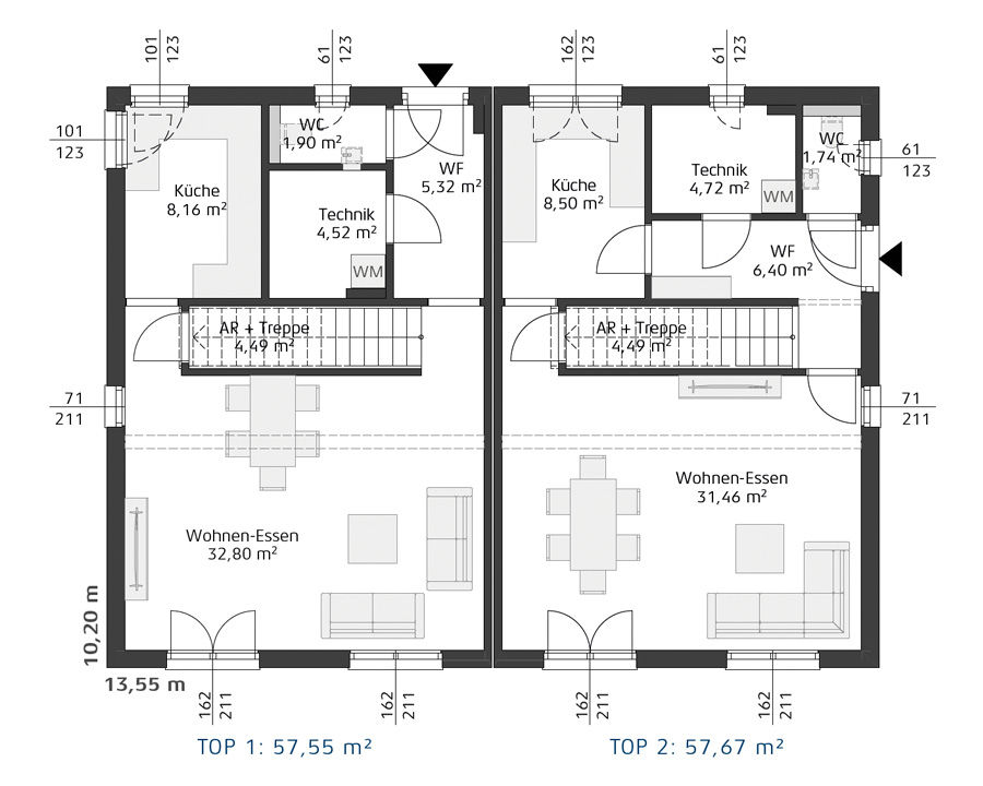 Grundriss Erdgeschoss Hartl Haus Ambition 115 S Duo