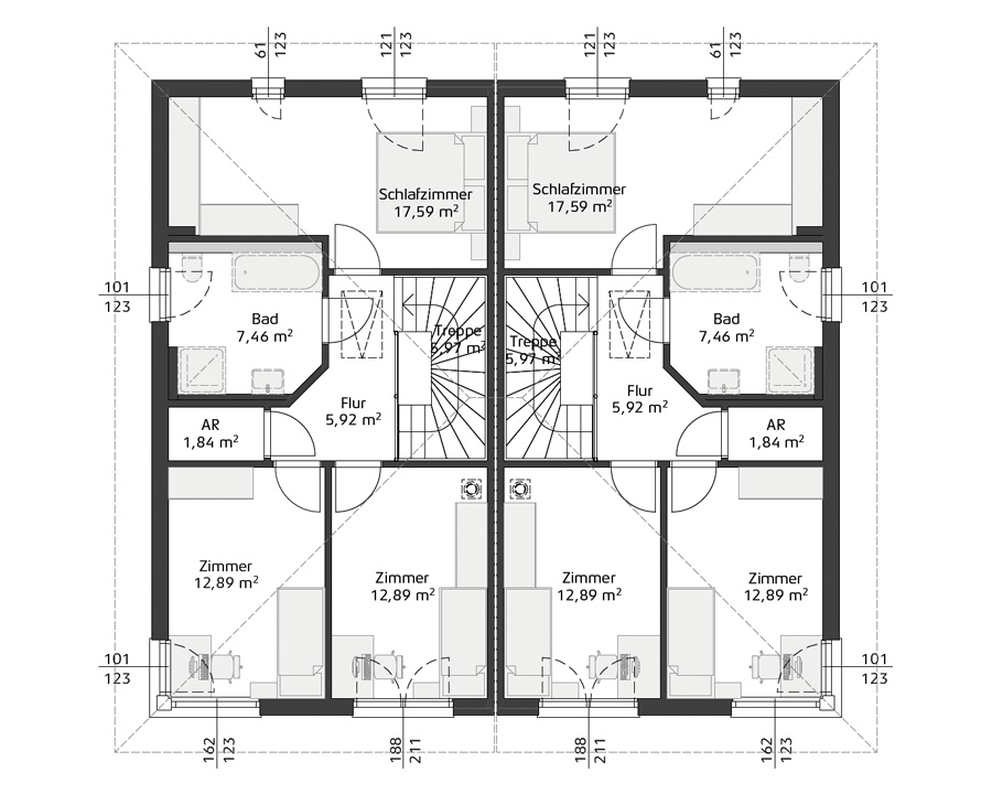 Grundriss Obergeschoss Hartl Haus Ambition 129 W Duo