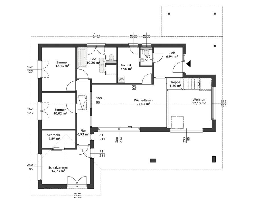 Grundriss Erdgeschoss Hartl Haus Ambition 138 S