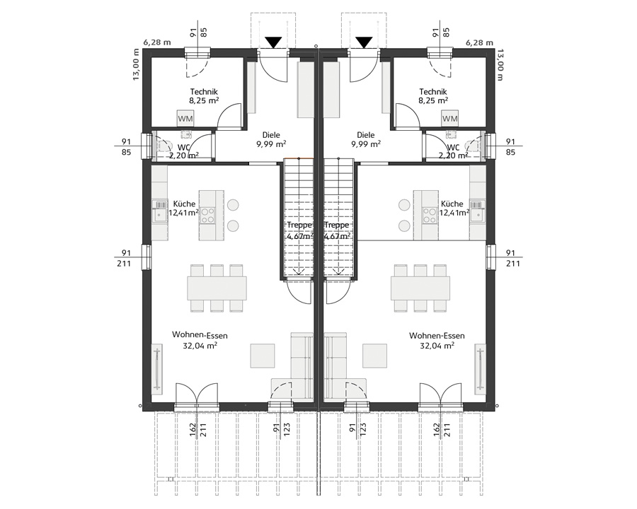 Grundriss Erdgeschoss Hartl Haus Ambition 138 W Duo