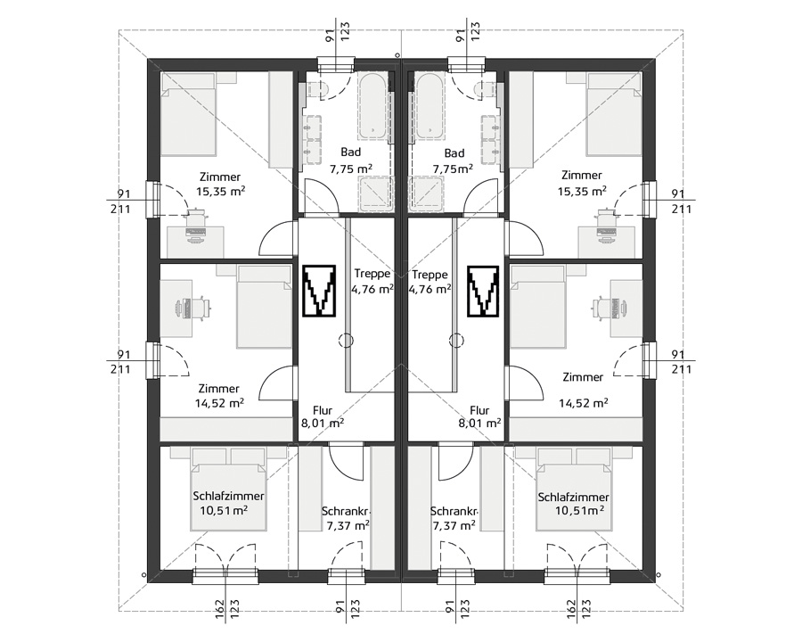 Grundriss Obergeschoss Hartl Haus Ambition 138 W Duo