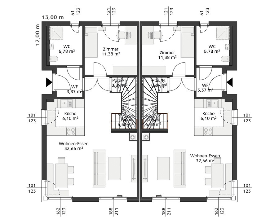 Grundriss Erdgeschoss Hartl Haus Ambition 157 S Duo