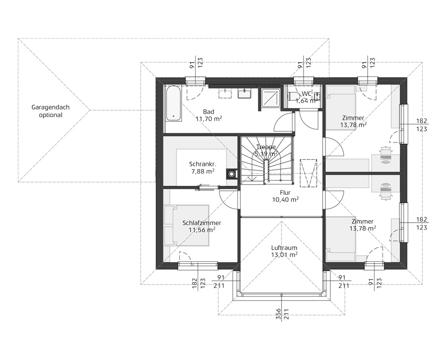 Grundriss Obergeschoss Hartl Haus Ambition 166 W