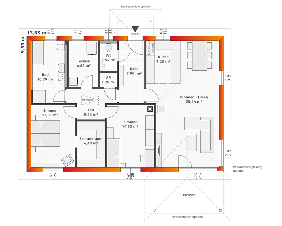 Grundriss Hartl Haus Trend 112 W auf Keller