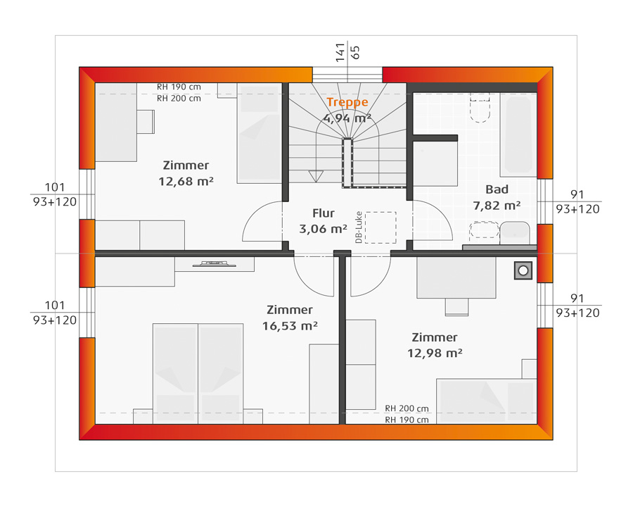 Grundriss Dachgeschoss Hartl Haus Trend 117 S