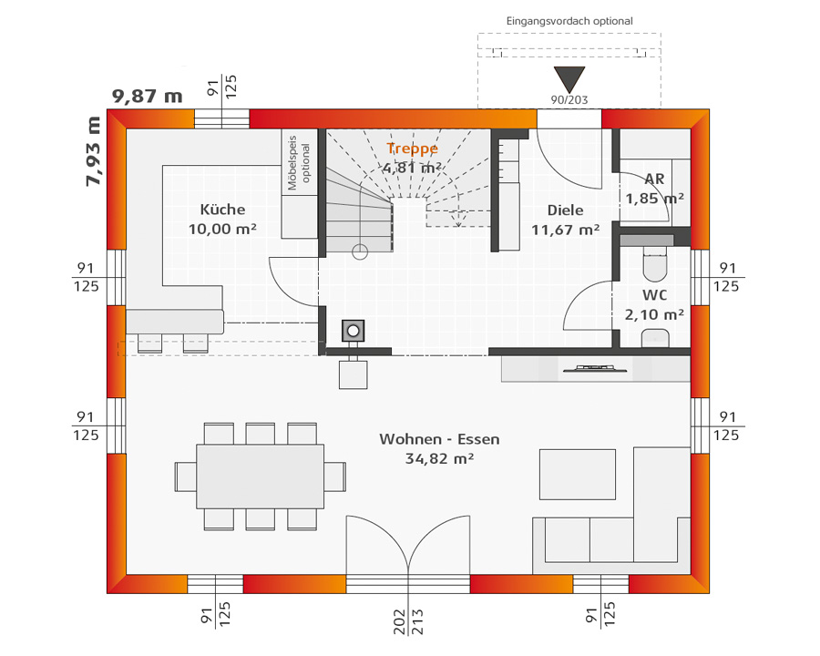 Grundriss Erdgeschoss Hartl Haus Trend 129 S