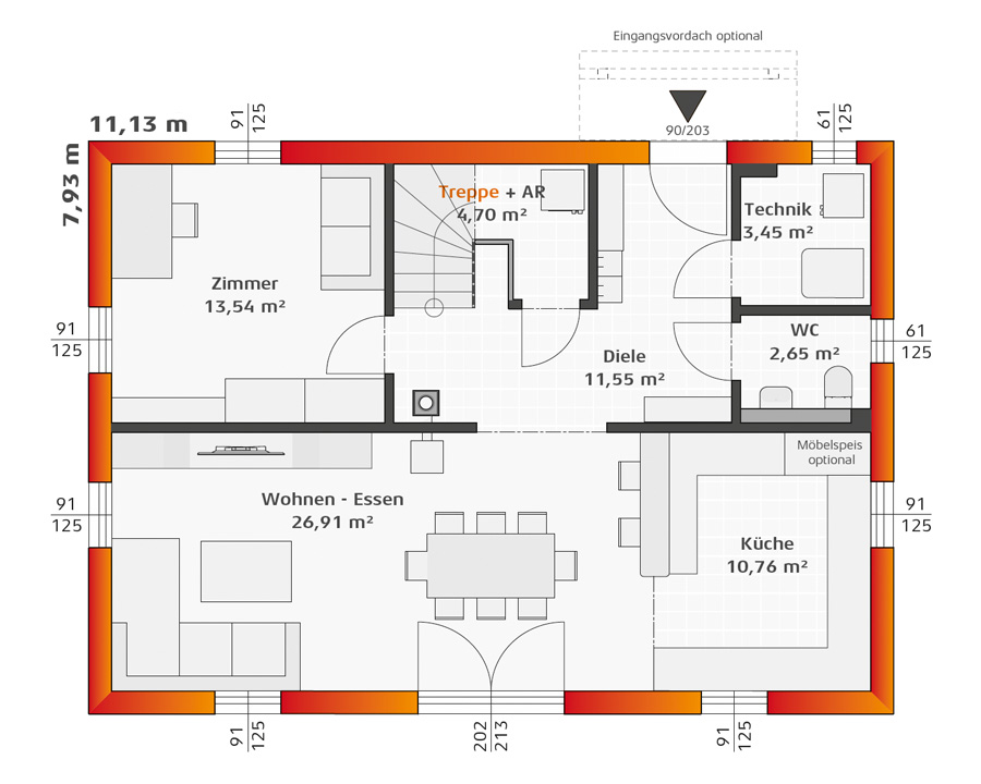 Grundriss Erdgeschoss Hartl Haus Trend 146 S