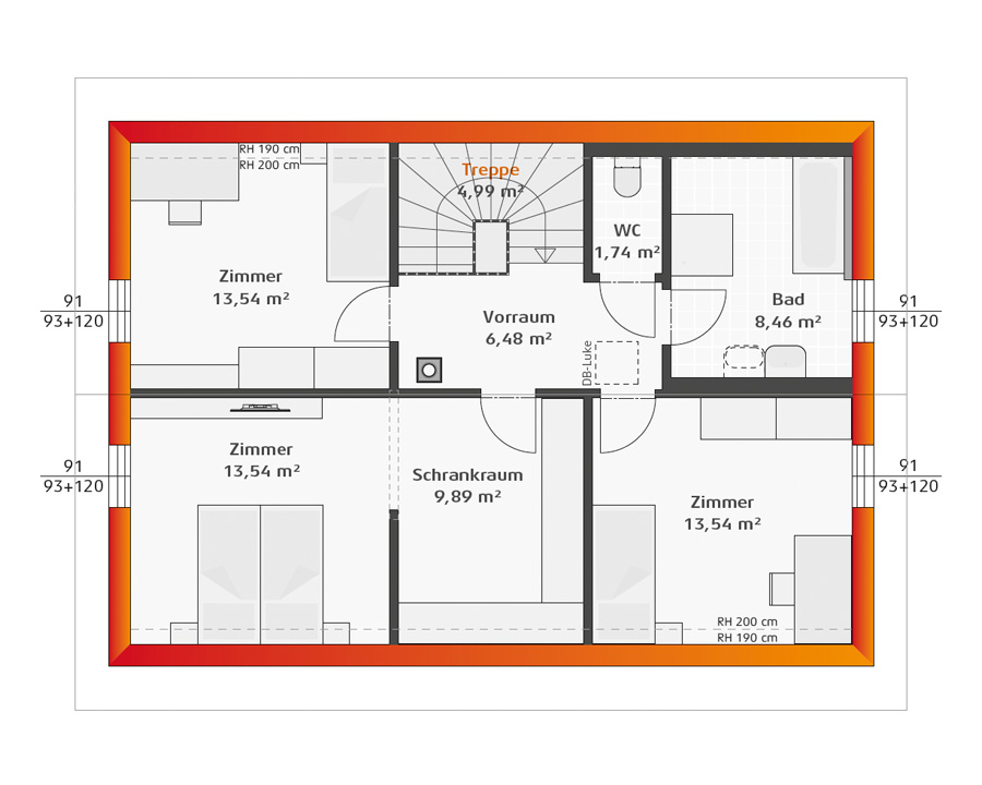 Grundriss Dachgeschoss Hartl Haus Trend 146 S