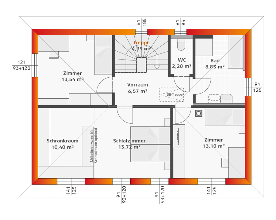 Grundriss Obergeschoss Hartl Haus Trend 146 W