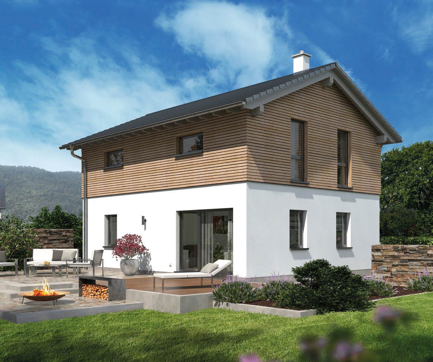 Hartl Haus Trend 117 S: Einfamilienhaus mit 22° Satteldach, Terrasse und Garten
